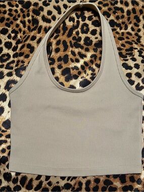 H&M Beige Ribbed Halter Tank